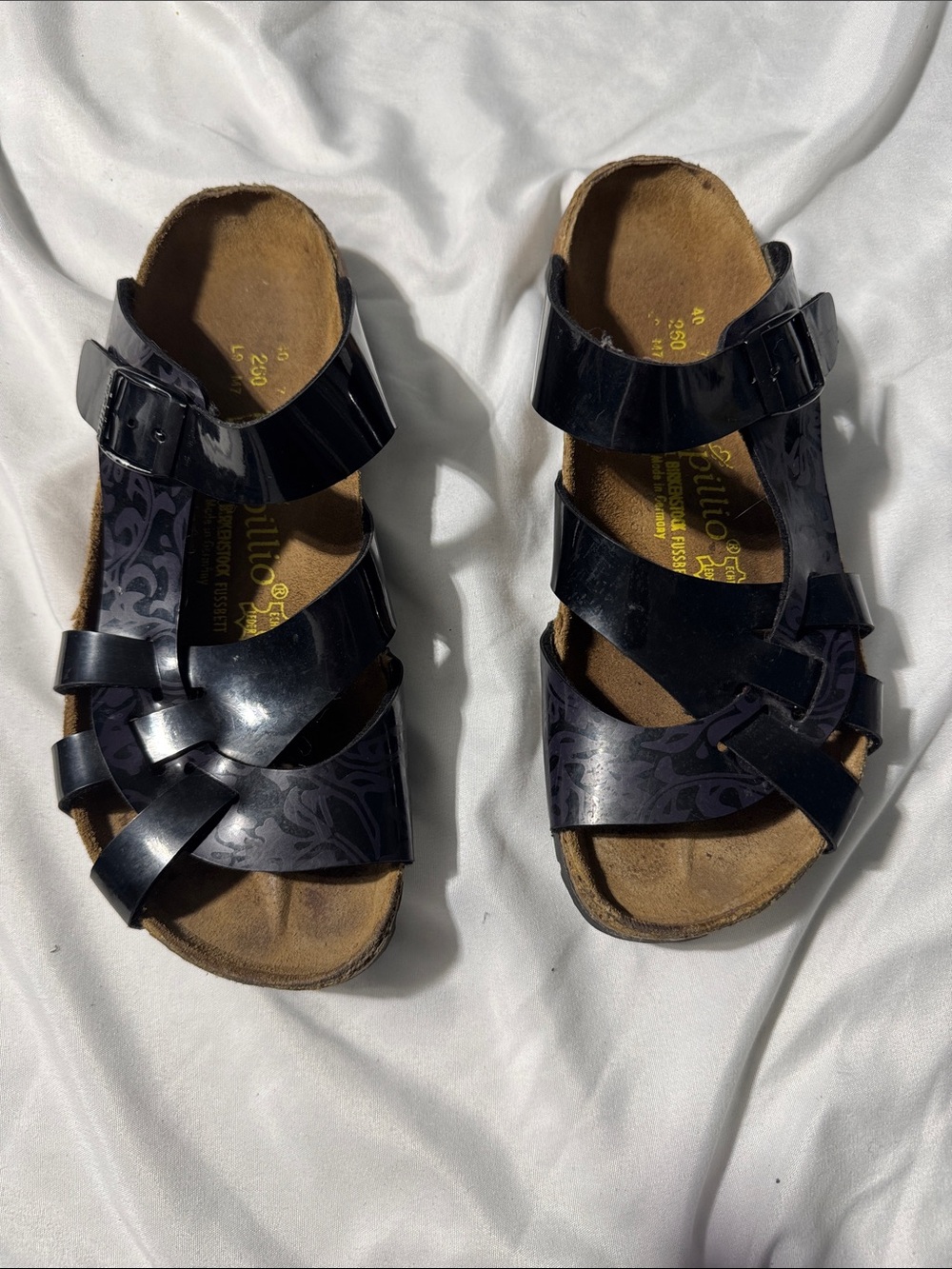 Birkenstock Papillio Sandals EU 40 US 9–9.5 Black & Purple Boho Travel Comfort